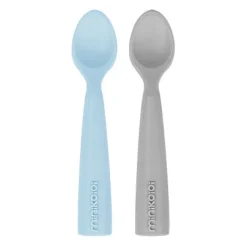 Minikoioi Colheres em Silicone - Mineral Blue/Powder Grey