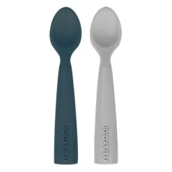 Minikoioi Colheres em Silicone - Deep Blue/Powder Grey