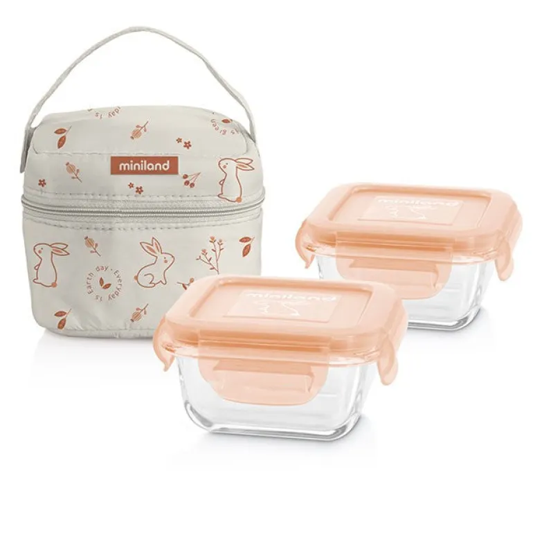 Miniland Conjunto de 2 Recipientes Natusquare - Bunny