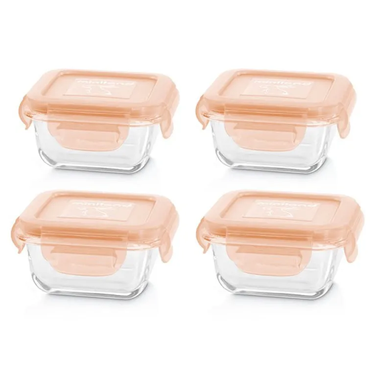 Miniland Conjunto 4 Recipientes Vidro Quadrado - Bunny