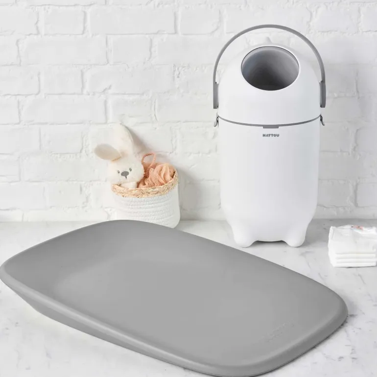 Nattou Dropy Balde Fraldas - Branco e Cinza