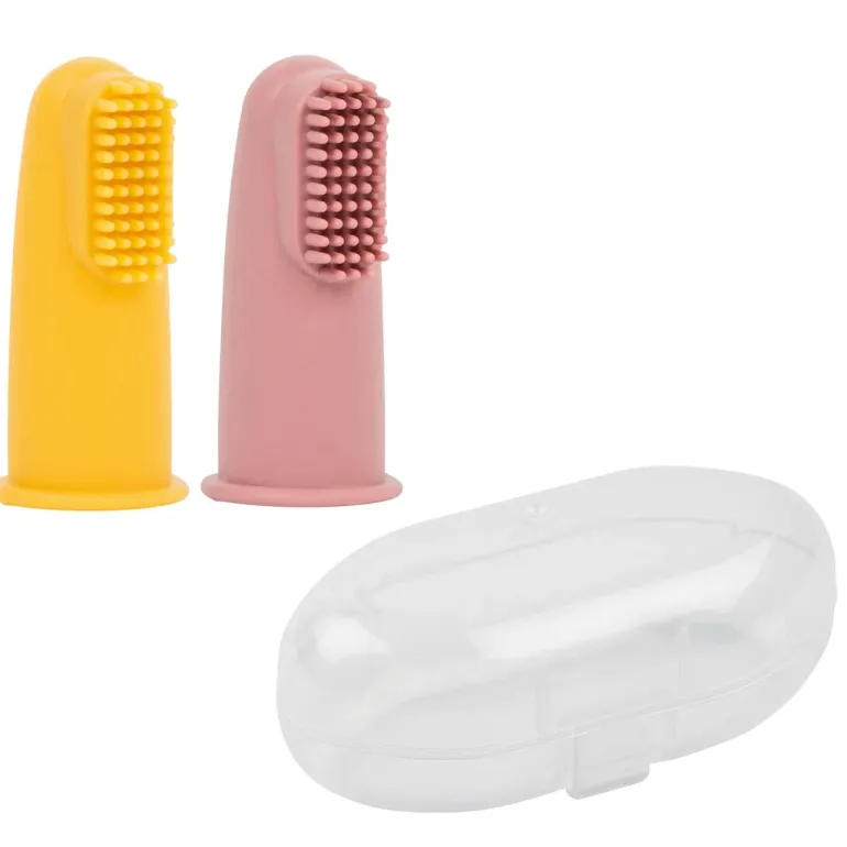 Nattou 2 Escovas Dentes Bebé - Amarelo e Rosa c/ Estojo