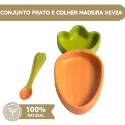Oli & Carol Prato e Colher em Madeira Cenoura