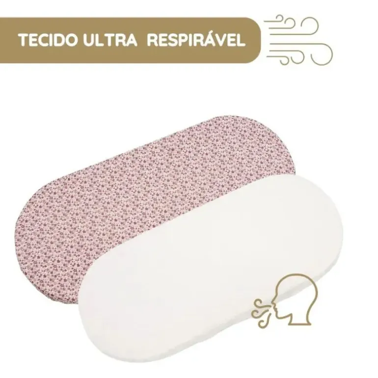 Pasito a Pasito Pack 2 Lençóis Ajustáveis para Alcofa Cherry Flor