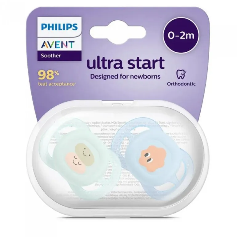 Philips Avent 2 Chupetas 0-2M Ultra Start Deco - Menino