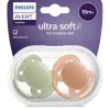 Philips Avent 2 Chupetas 18M+ Ultra Soft Lisas - Verde/Laranja