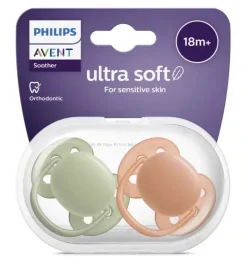 Philips Avent 2 Chupetas 18M+ Ultra Soft Lisas - Verde/Laranja