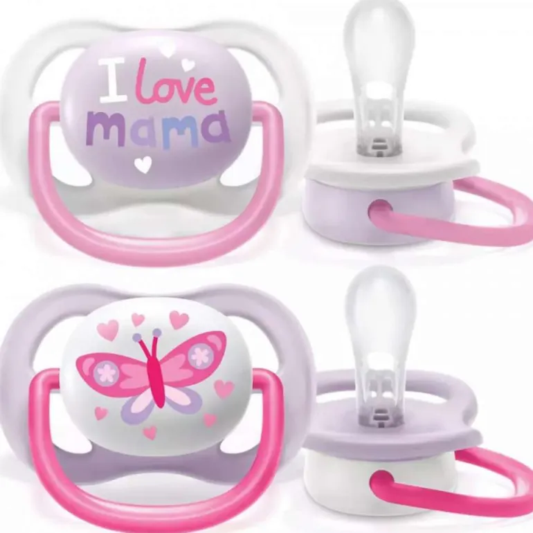 Philips Avent - 2 Chupetas - Ultra Air - Happy - 0-6 M - Menina
