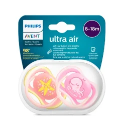 Philips Avent - 2 Chupetas - Ultra Air - Deco - 6-18 M - Menina