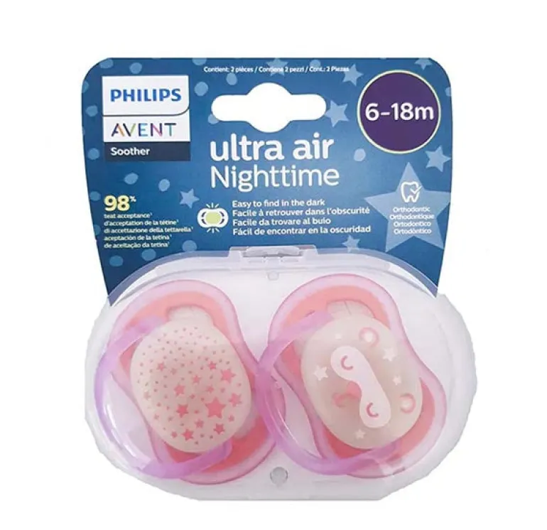 Philips Avent - 2 Chupetas - Ultra Air - NT – 6-18 M - Menina