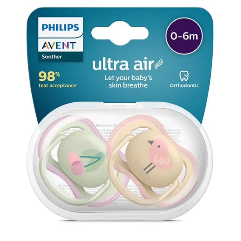 Philips Avent - 2 Chupetas - Ultra Air Trendy 0-6 M - Menina