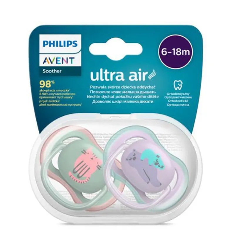 Philips Avent - 2 Chupetas - Ultra Air Trendy 6-18M - Menino