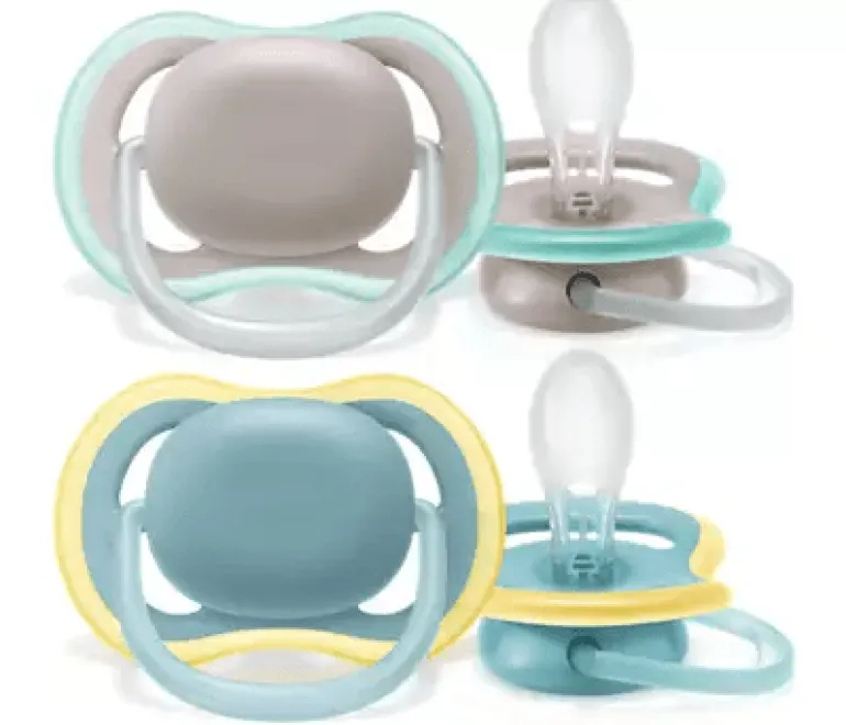 Philips Avent - 2 Chupetas - Ultra Air 18M+ - Lisas Cinza/Azul