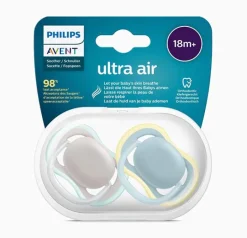 Philips Avent - 2 Chupetas - Ultra Air 18M+ - Lisas Cinza/Azul