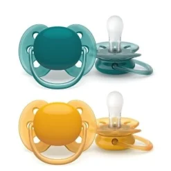 Philips Avent - 2 Chupetas - Ultra Soft 6-18M - Lisas Verde/Ocre