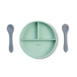 Saro Set de alimentação silicone Food & Fun - Hortelã