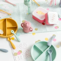Saro Set de alimentação silicone Food & Fun - Mostarda