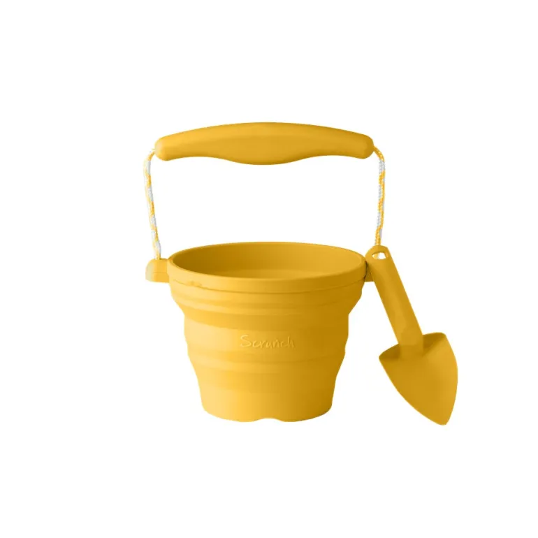 Scrunch - Mini Balde de Praia em Silicone c/ Pá - Mustard