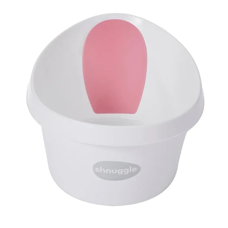 Shnuggle Banheira XL - Branca c/ encosto Rosa Francês