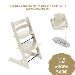 Stokke Bundle Cadeira Tripp Trapp + Baby Set + Espreguiçadeira - Vanilla White