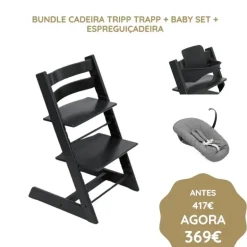 Stokke Bundle Cadeira Tripp Trapp + Baby Set + Espreguiçadeira - Black