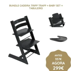 Stokke Bundle Cadeira Tripp Trapp + Baby Set + Tabuleiro - Black