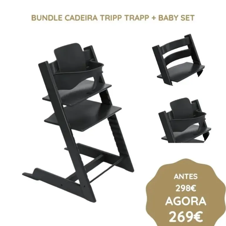 Stokke Bundle Cadeira Tripp Trapp + Baby Set - Black