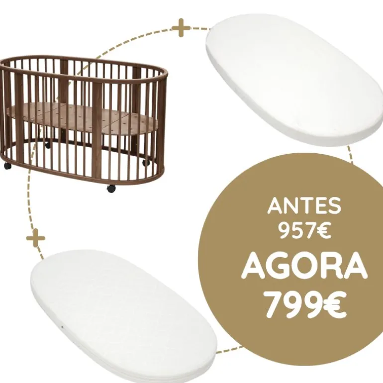 Stokke Sleepi Berço + Colchão + Lençol - Warm Brown