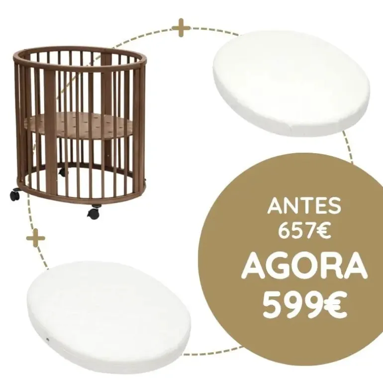 Stokke Sleepi Mini Berço + Colchão + Lençol - Warm Brown