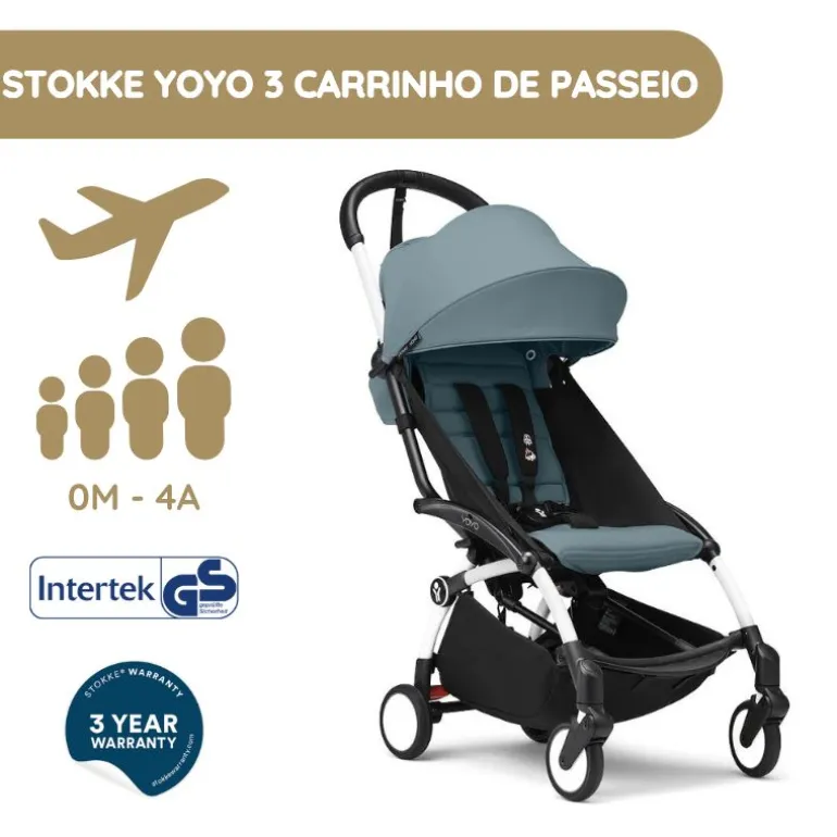 Stokke YOYO 3 Carrinho de Bebé - White + Color Pack - Aqua
