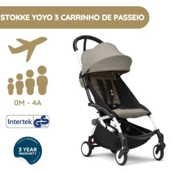 Stokke YOYO 3 Carrinho de Bebé - White + Color Pack - Taupe