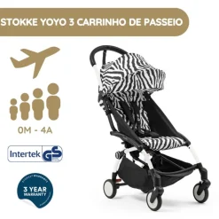 Stokke YOYO 3 Carrinho de Passeio - White + Color Pack - Zebra