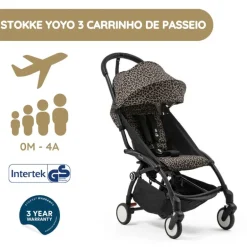 Stokke YOYO 3 Carrinho de Passeio - Black + Color Pack - Leopard