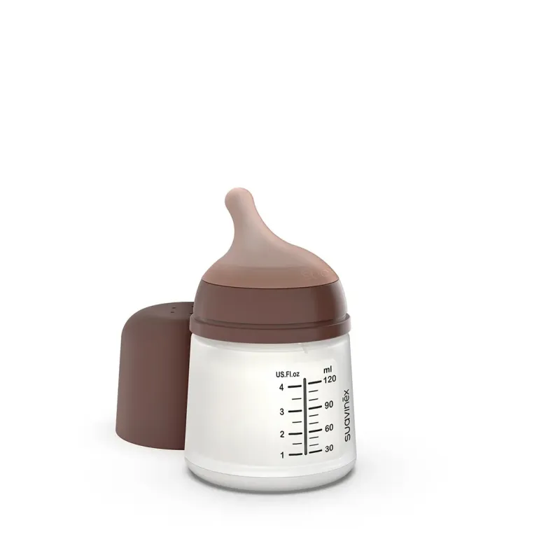 Suavinex Biberão Anticólicas Zero.Zero 120 ml - Fluxo Adaptável - Tom Escuro