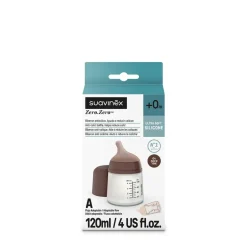 Suavinex Biberão Anticólicas Zero.Zero 120 ml - Fluxo Adaptável - Tom Escuro