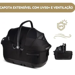 Tavo Maeve ISO6X Transportadora para Animais de Estimação com Isofix para Automóvel e Passeio - Onyx