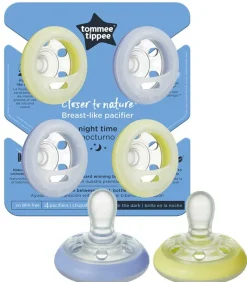 Tommee Tippee 4 Chupetas Forma de Peito 0-6 - Night Time Menino