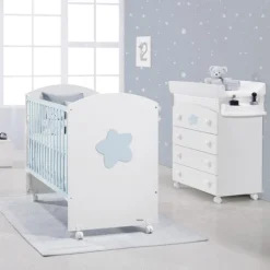 Trama Cama Cosleep Big Star - Branco/Azul Bebe