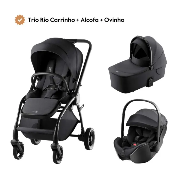 Trio Rio Carrinho de Bebé + Alcofa + Ovinho Baby-Safe Pro da Britax Römer - Style Carbon Black