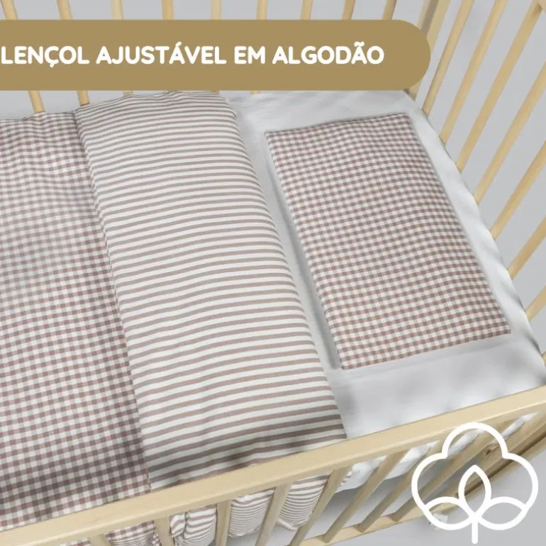 Walking Mum Conjunto de Cama 120x60 cm Praliné Vichy/Rayas TOG 2,5 - Moka