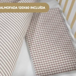 Walking Mum Conjunto de Cama 120x60 cm Praliné Vichy/Rayas TOG 2,5 - Moka