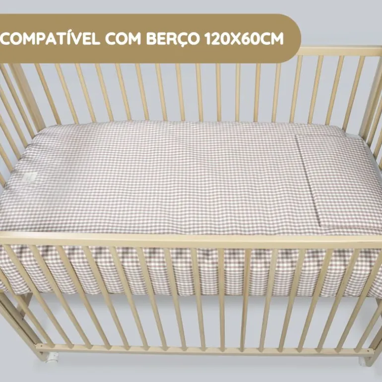 Walking Mum Conjunto de Cama 120x60 cm Praliné Vichy/Rayas TOG 2,5 - Moka