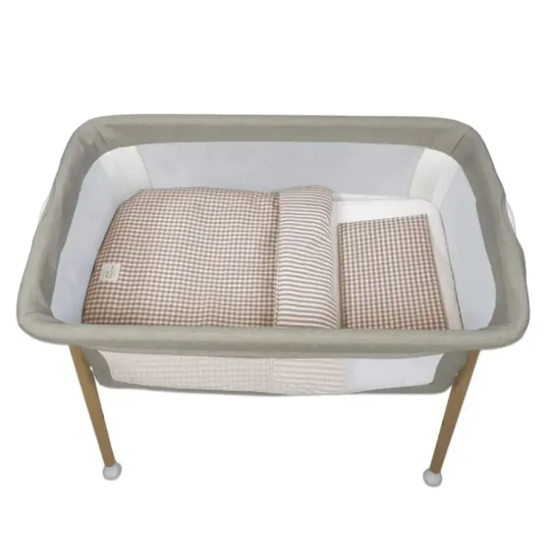 Walking Mum Conjunto de Cama 90x50 cm Praliné Vichy/Rayas TOG 2,5 - Moka