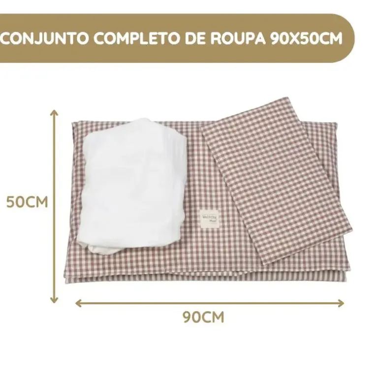 Walking Mum Conjunto de Cama 90x50 cm Praliné Vichy/Rayas TOG 2,5 - Moka