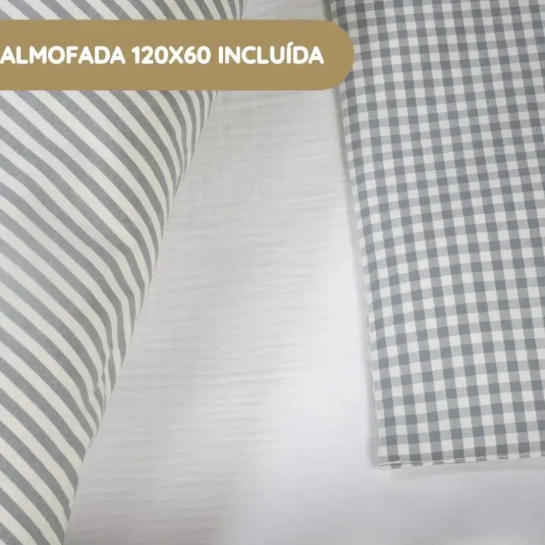 Walking Mum Conjunto de Cama 120x60 cm Praliné Vichy/Rayas TOG 2,5 - Matcha