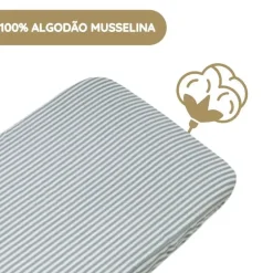Walking Mum Lençol Ajustável 90x50 cm Praliné Rayas - Matcha
