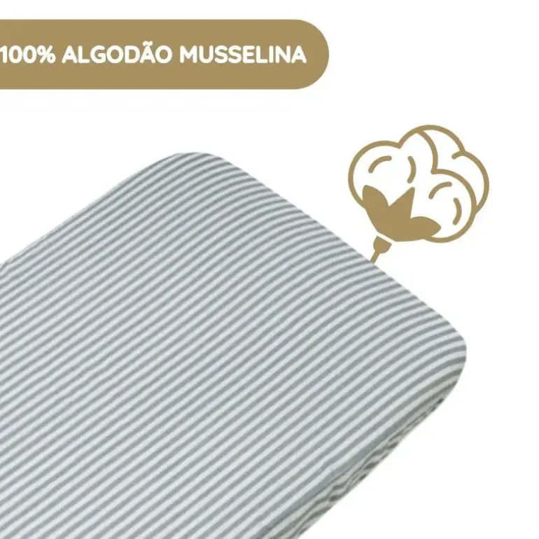 Walking Mum Lençol Ajustável 90x50 cm Praliné Rayas - Matcha