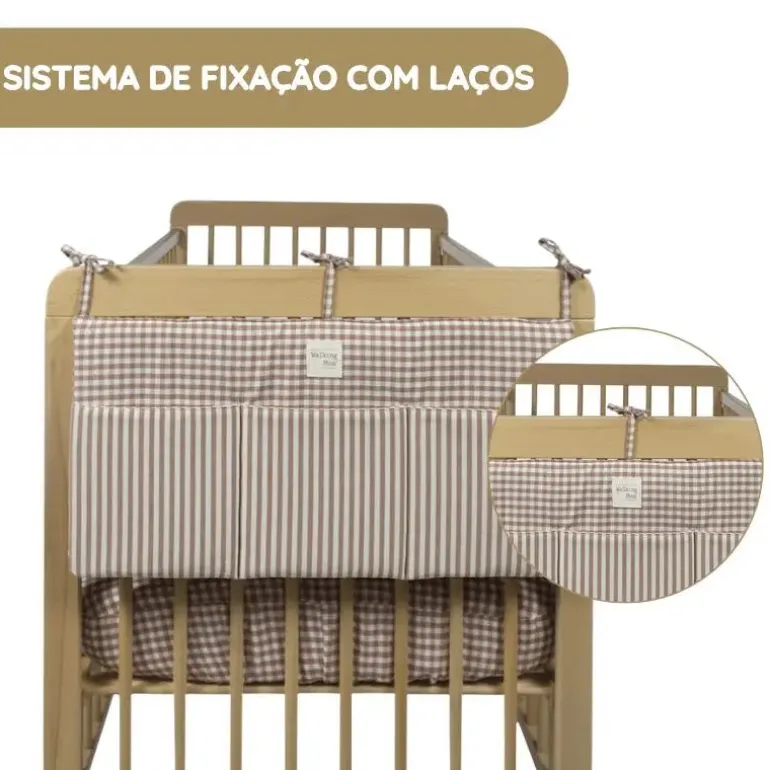 Walking Mum Organizador de Berço Praliné Vichy/Rayas - Moka