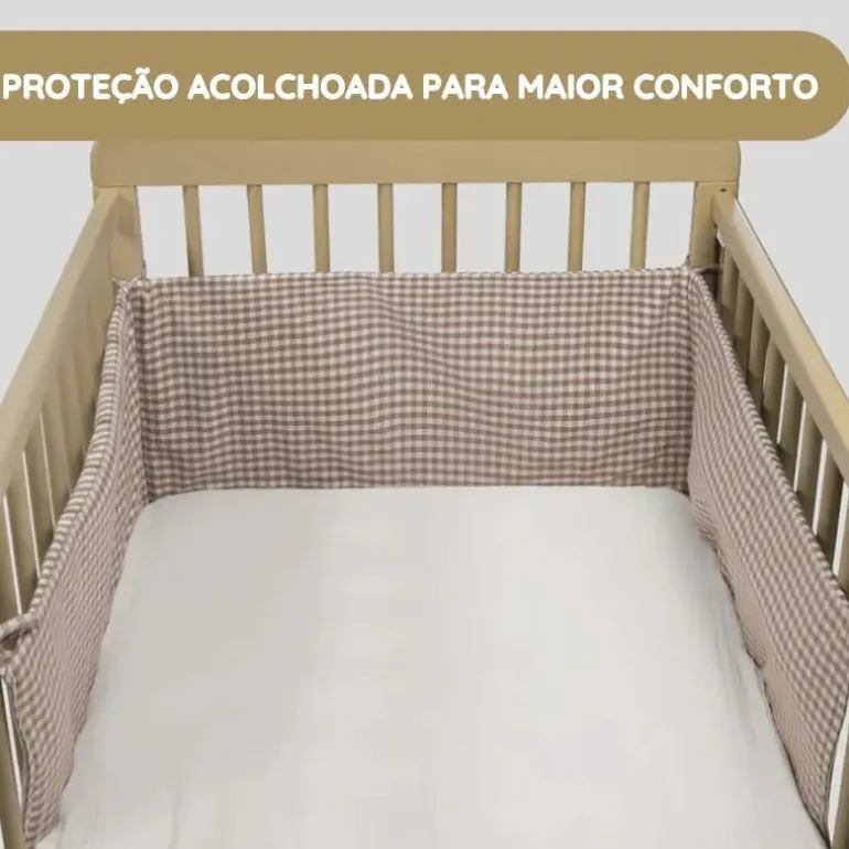 Walking Mum Protetor de Berço 120x60 cm Praliné Vichy/Rayas - Moka