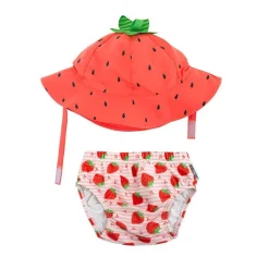 ZooCchini - Conjunto de Banho Chapéu e Cueca 3-6 meses - Morango